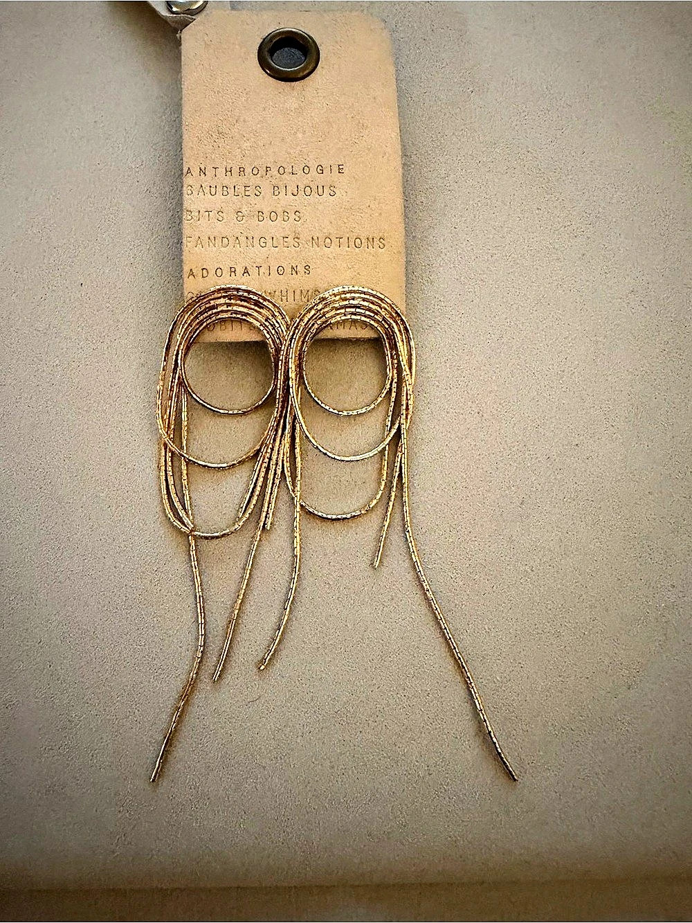 Anthropologie Gold Long Drop Chain Earrings